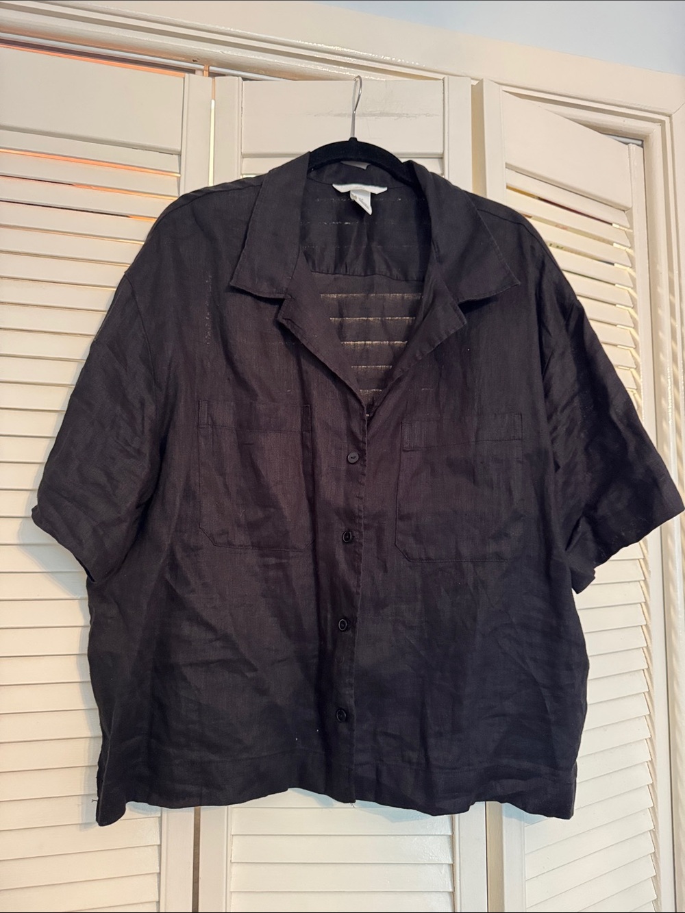 H&M Short-Sleeve Linen Black Shirt